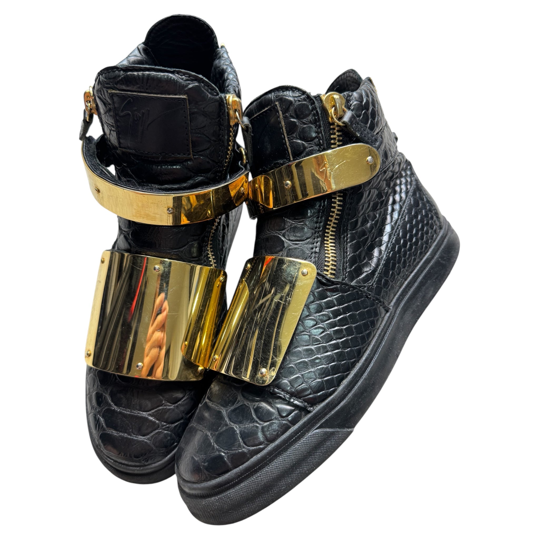 Giuseppe zanotti gold big strap shoes