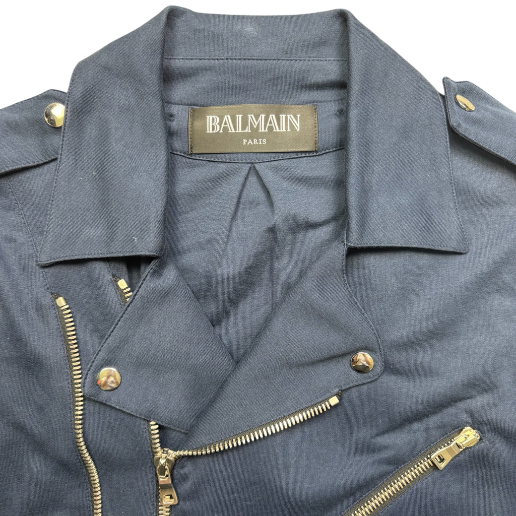Balmain hood biker jacket