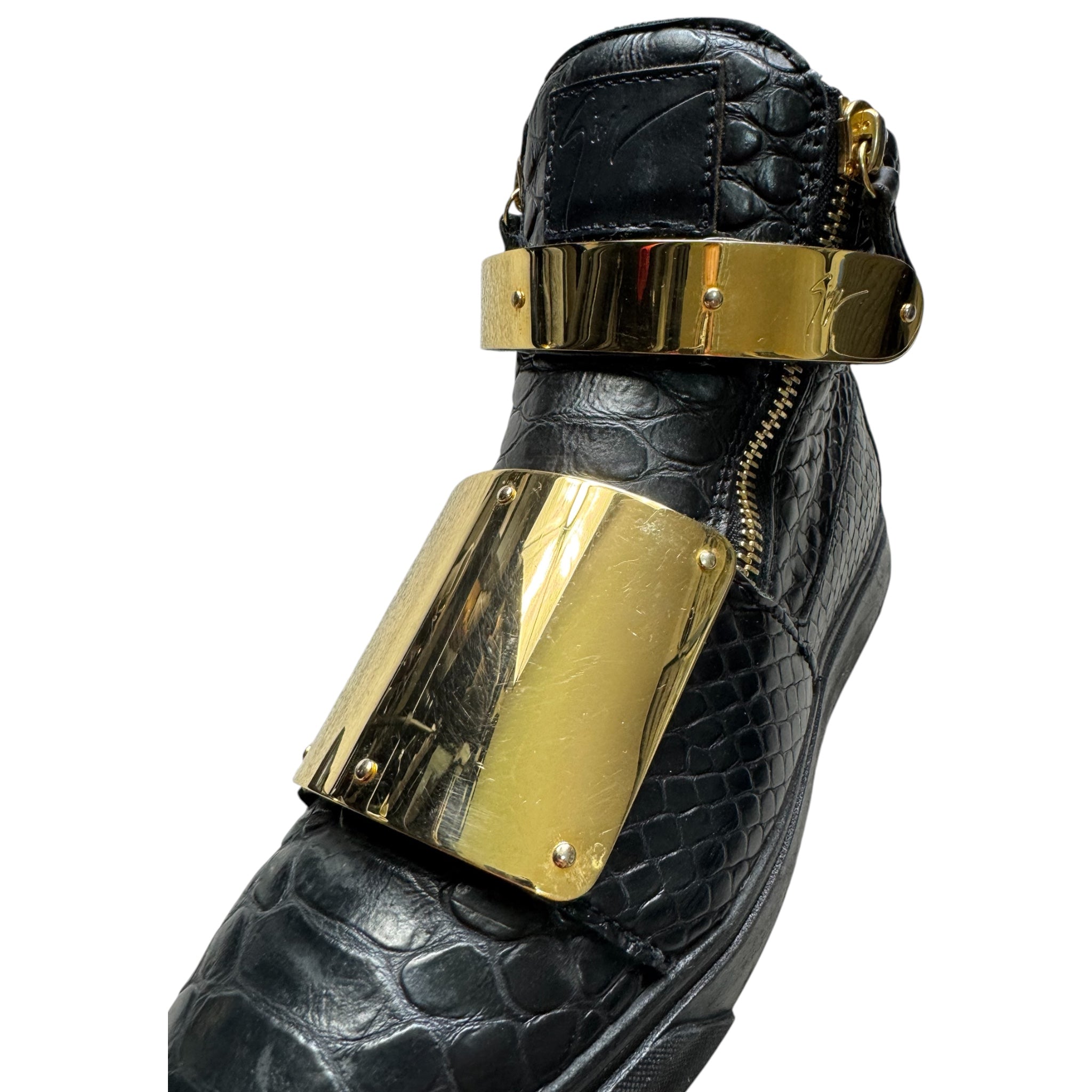 Giuseppe zanotti gold big strap shoes