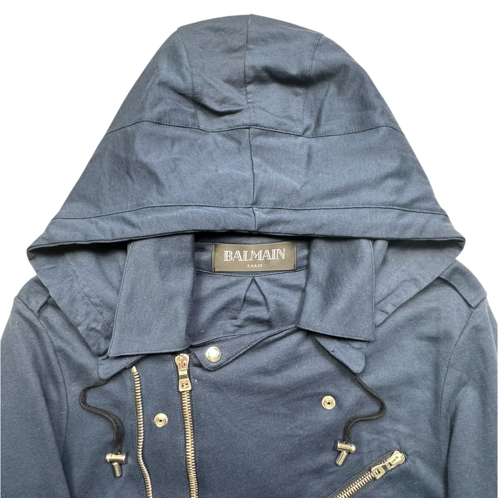 Balmain hood biker jacket