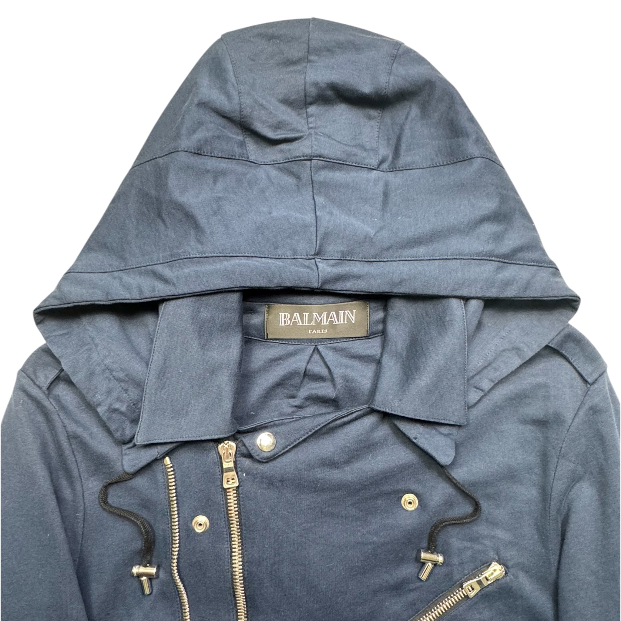Balmain hood biker jacket
