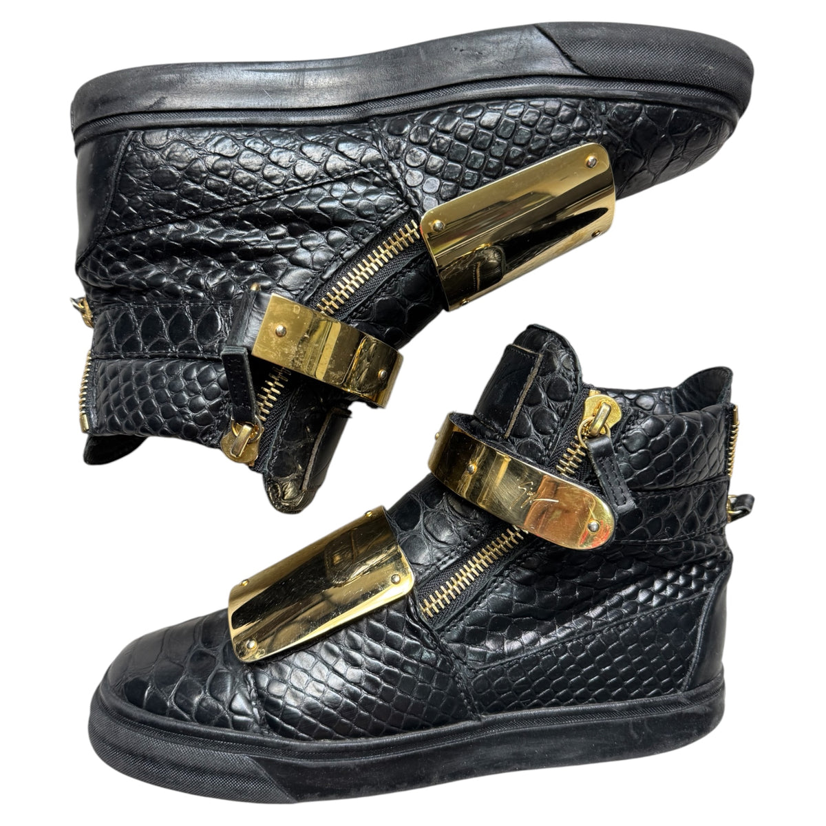 Giuseppe zanotti gold big strap shoes