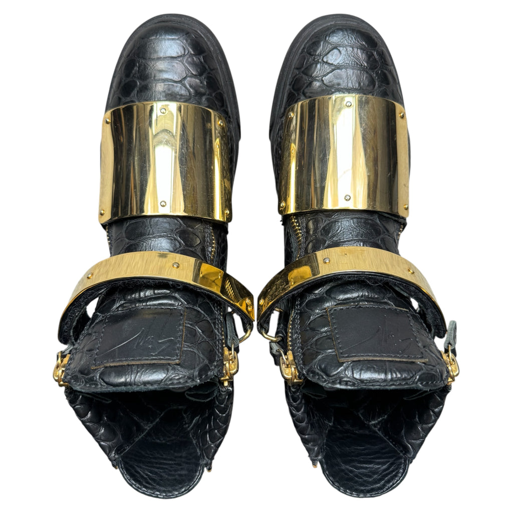 Giuseppe zanotti gold big strap shoes