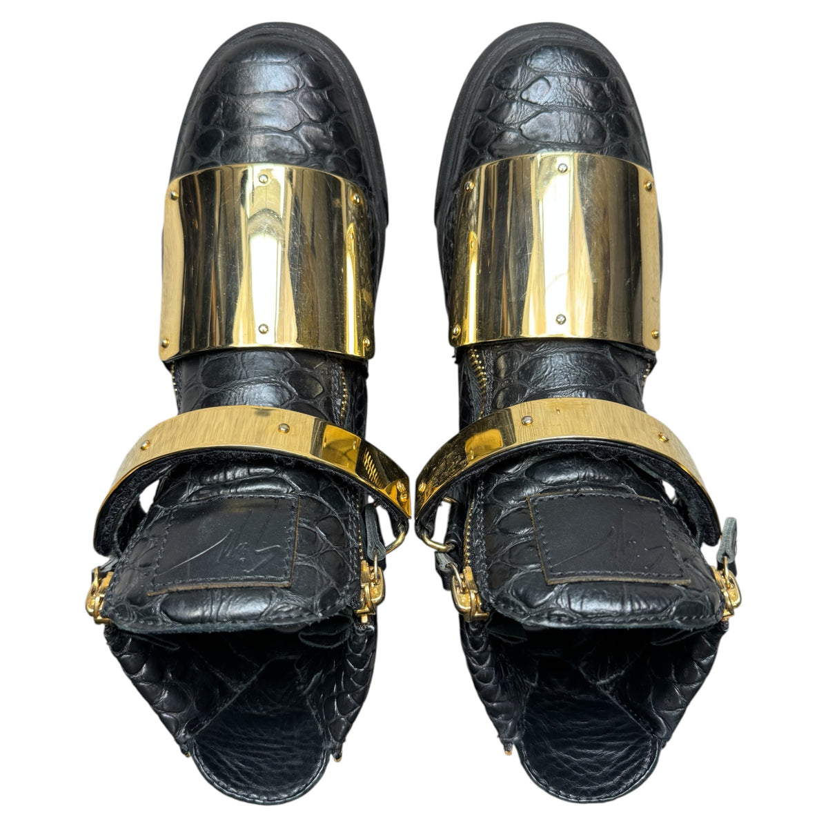 Giuseppe zanotti gold big strap shoes