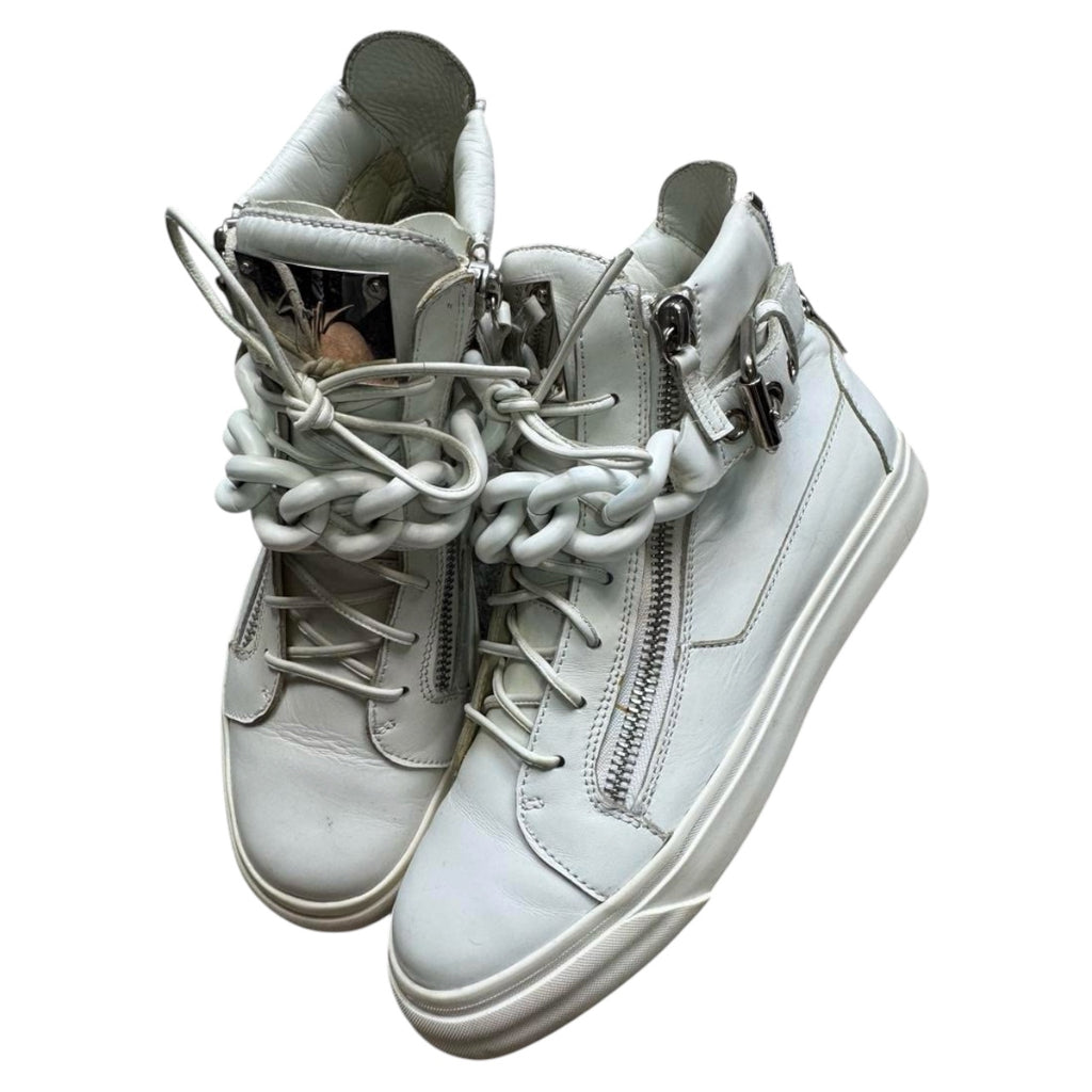 Giuseppe zanotti white chain shoes