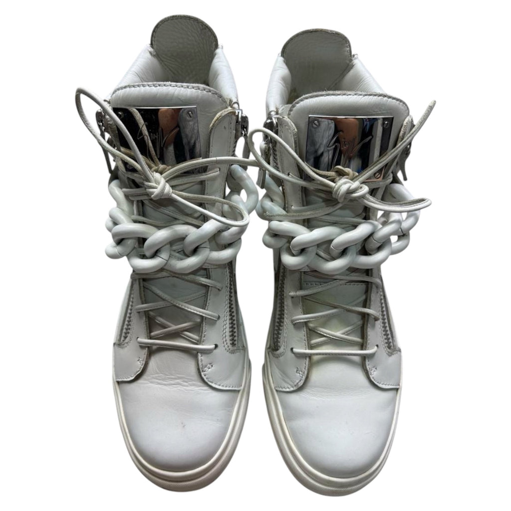Giuseppe zanotti white chain shoes