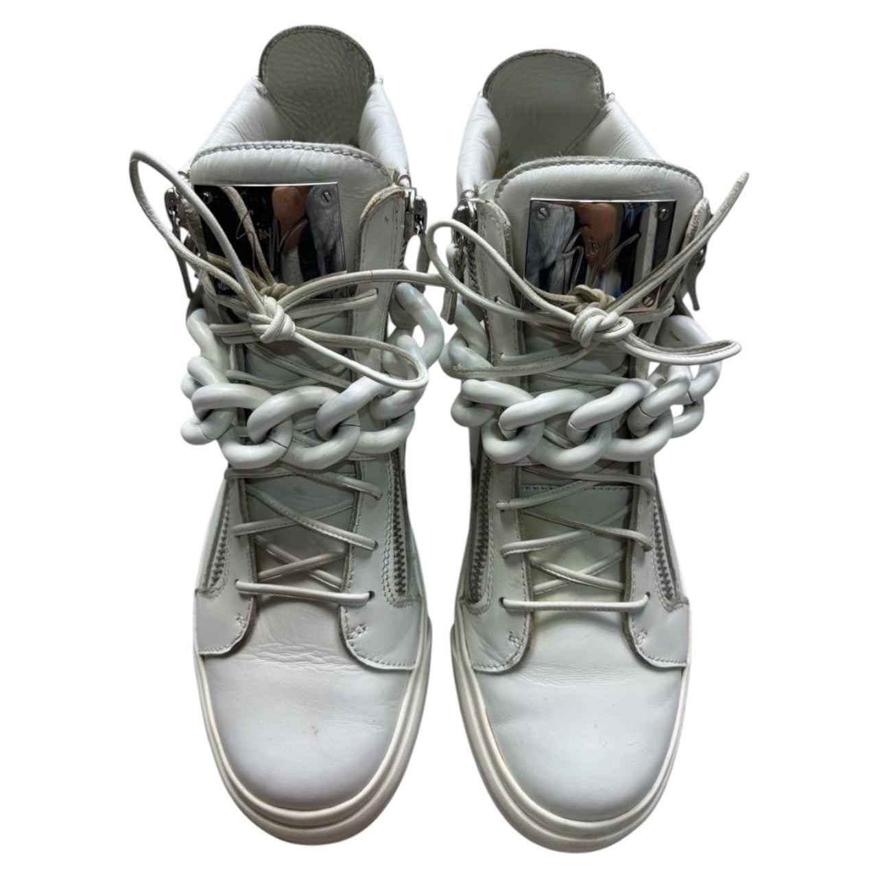 Giuseppe zanotti white chain shoes