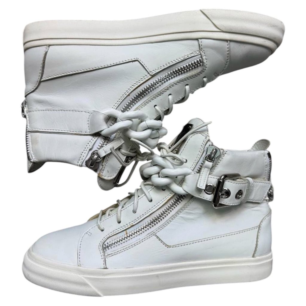 Giuseppe zanotti white chain shoes